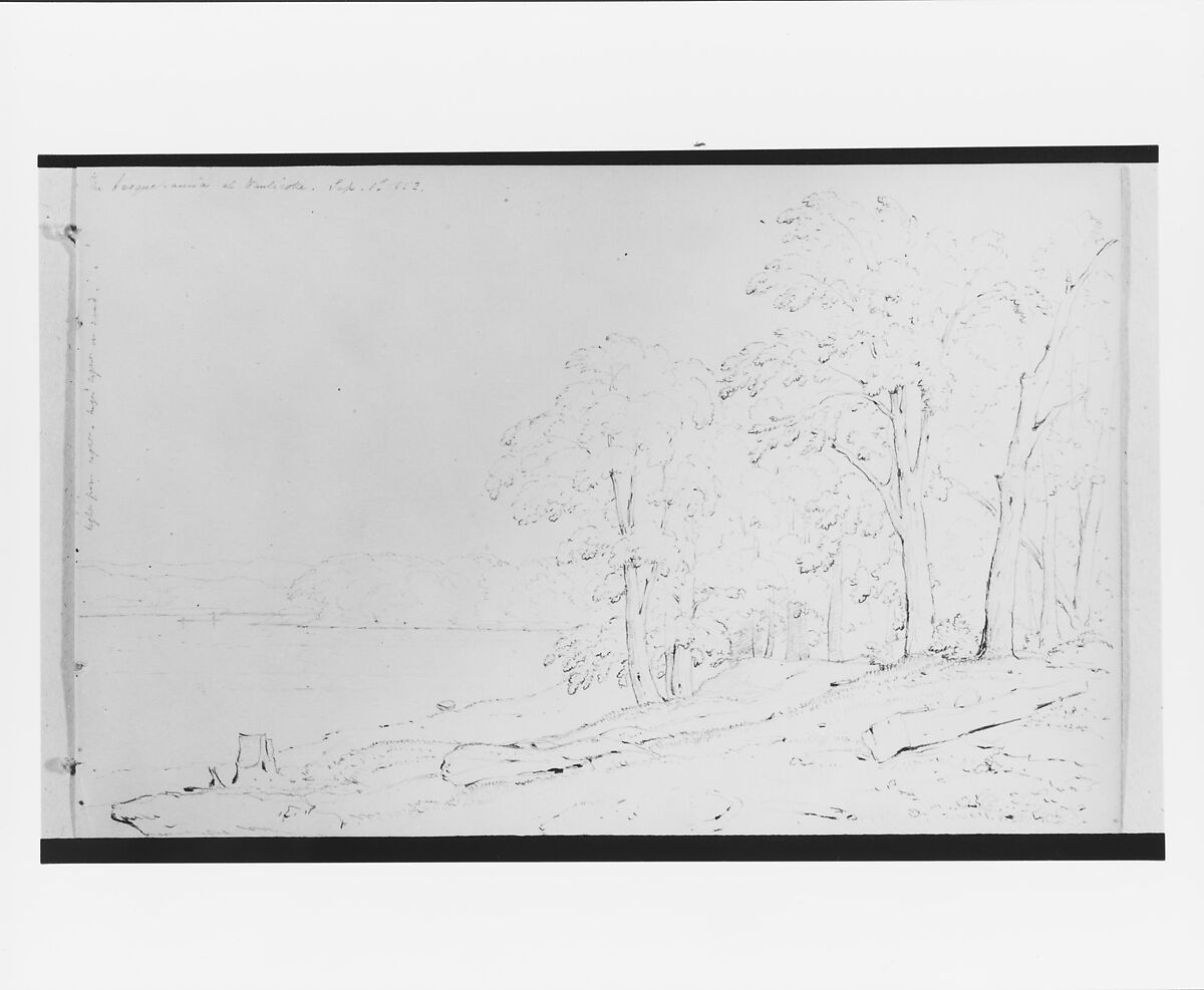 The Susquehanna at Nanticoke (River Walk on the Susquehanna), Thomas Addison Richards (1820–1900), Graphite on off-white wove paper, American