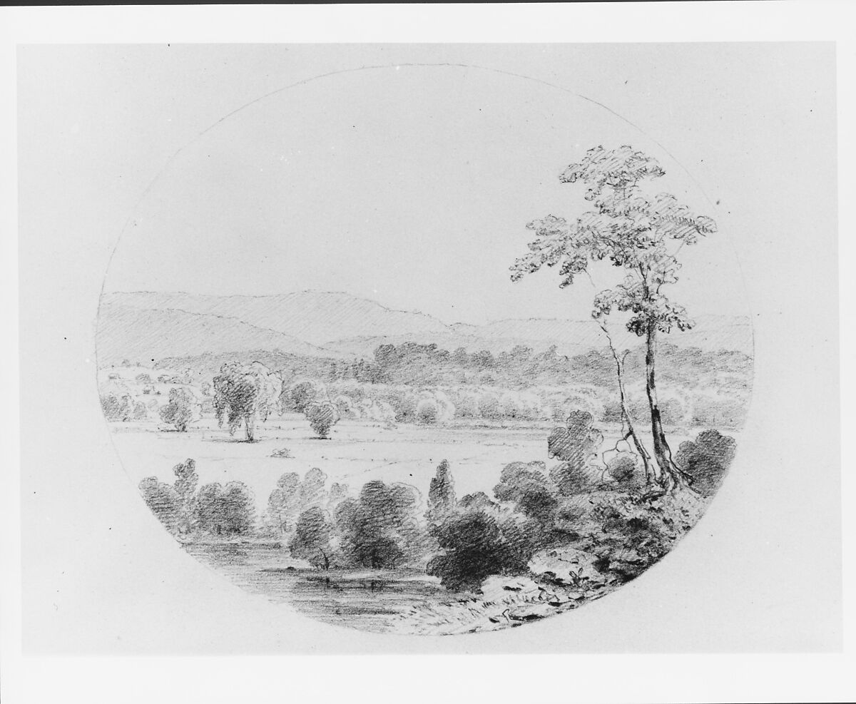 The Valley of Wyoming—across from Plymouth (In the Valley of Wyoming), Thomas Addison Richards (1820–1900), Graphite on off-white wove paper, American