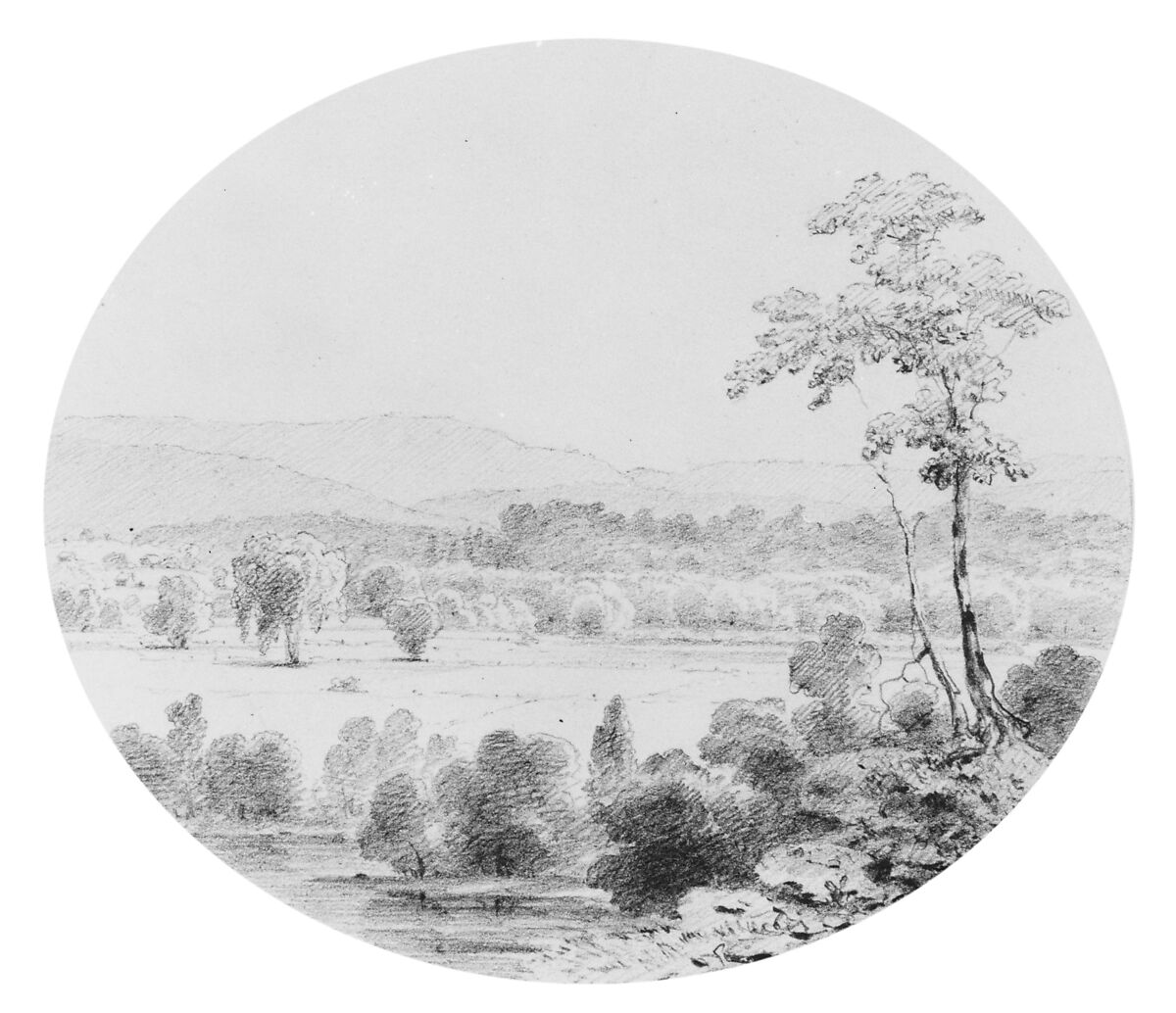 The Valley of Wyoming—across from Plymouth (In the Valley of Wyoming), Thomas Addison Richards (1820–1900), Graphite on off-white wove paper, American 