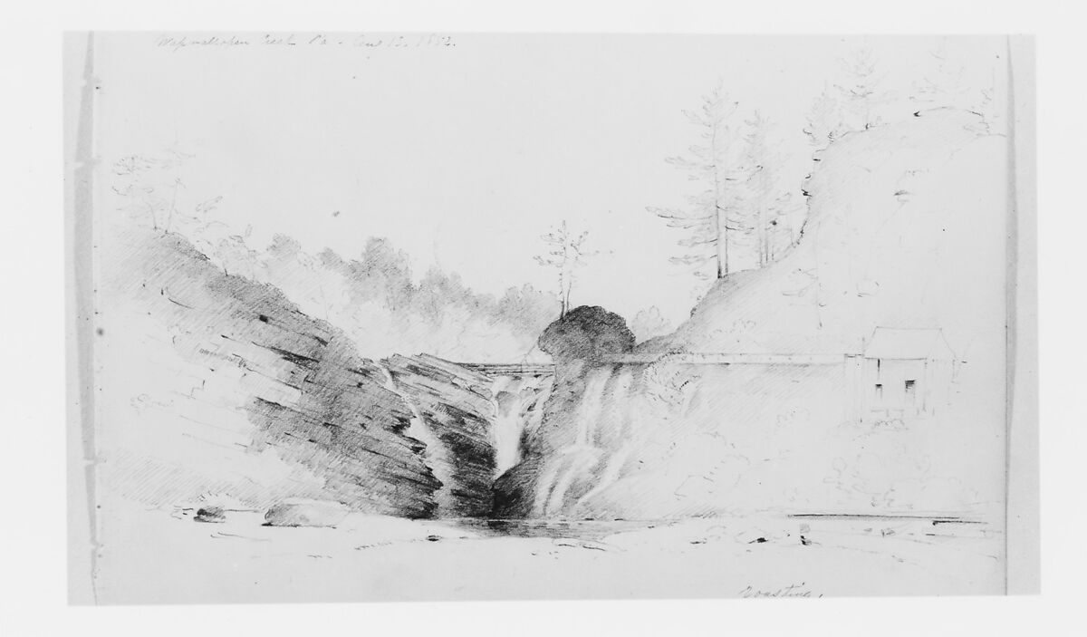Wapwallopen Creek, Pennsylvania, Thomas Addison Richards (1820–1900), Graphite on off-white wove paper, American