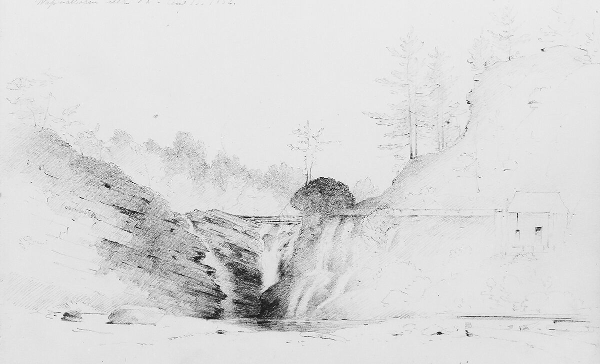 Wapwallopen Creek, Pennsylvania, Thomas Addison Richards (1820–1900), Graphite on off-white wove paper, American 