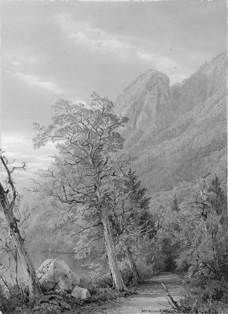 Eagle's Nest, Franconia Notch, William Trost Richards (American, Philadelphia, Pennsylvania 1833–1905 Newport, Rhode Island), Watercolor, gouache, and graphite on light tan wove paper., American 