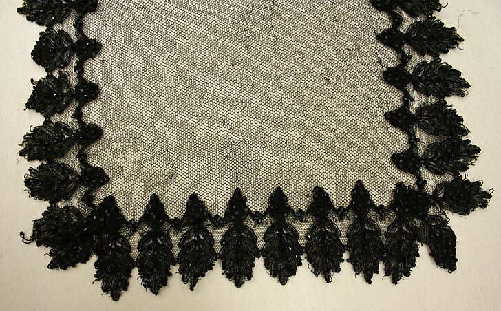 Fichu, cotton, glass, probably American