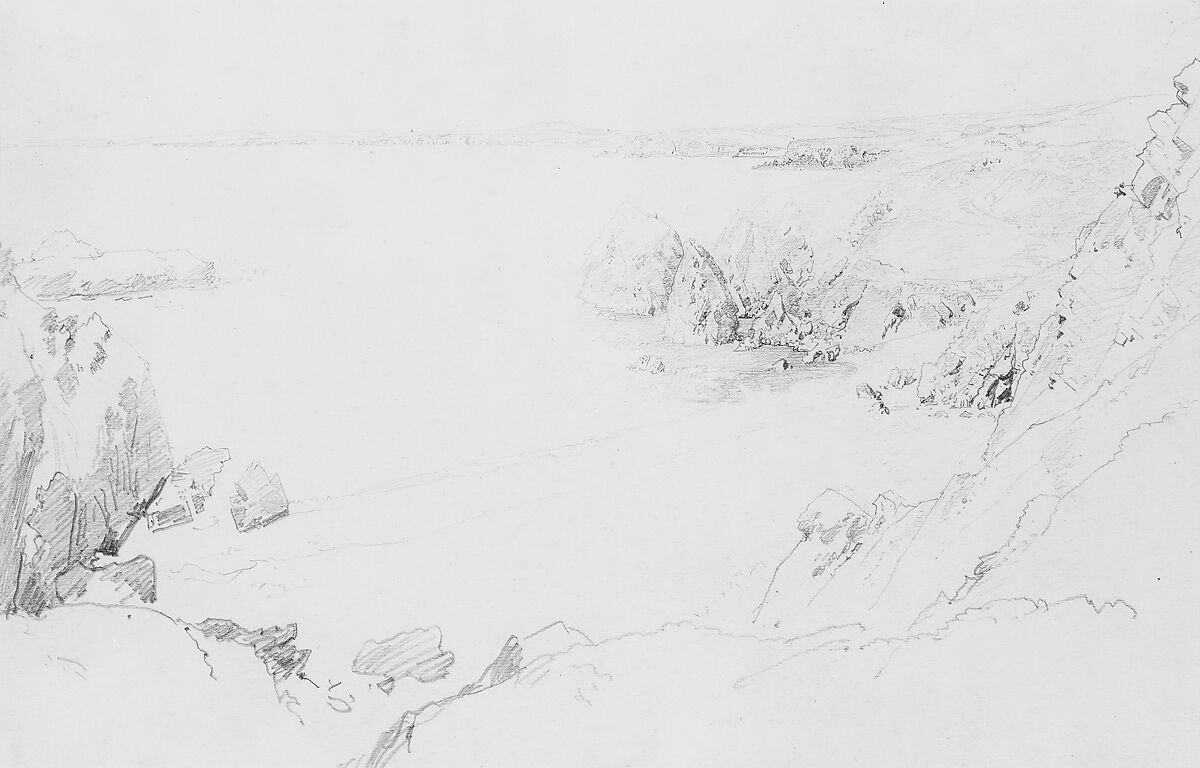 Coast of Cornwall, William Trost Richards (American, Philadelphia, Pennsylvania 1833–1905 Newport, Rhode Island), Graphite on off-white wove paper, American 