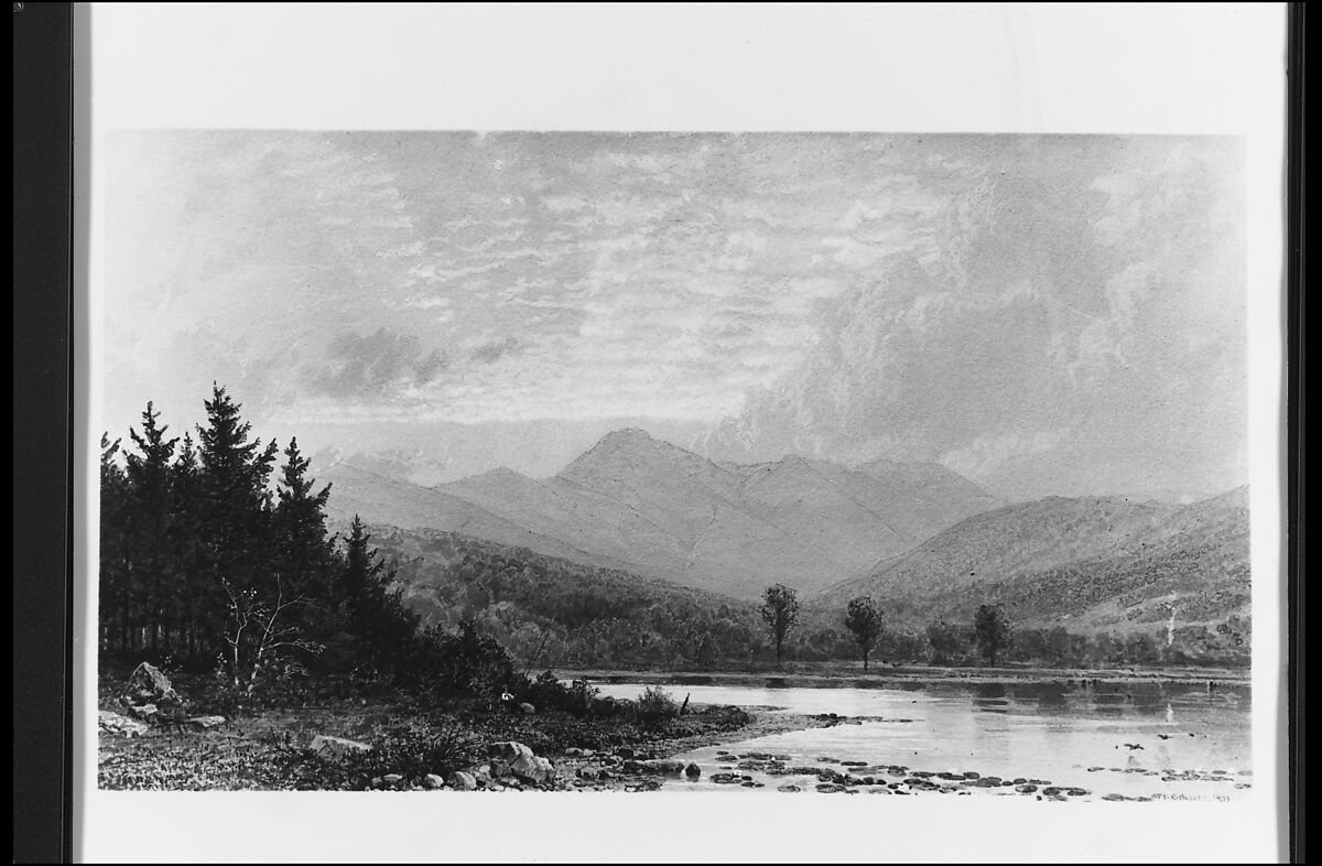 Sunset on Mount Chocorua, New Hampshire, William Trost Richards (American, Philadelphia, Pennsylvania 1833–1905 Newport, Rhode Island), Watercolor, gouache, and graphite on gray-green wove paper, American