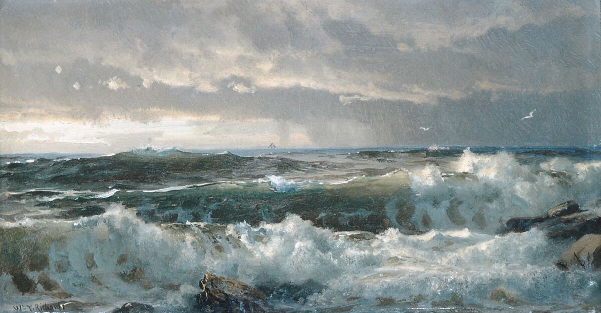 Surf on Rocks, William Trost Richards (American, Philadelphia, Pennsylvania 1833–1905 Newport, Rhode Island), Oil on board, American 