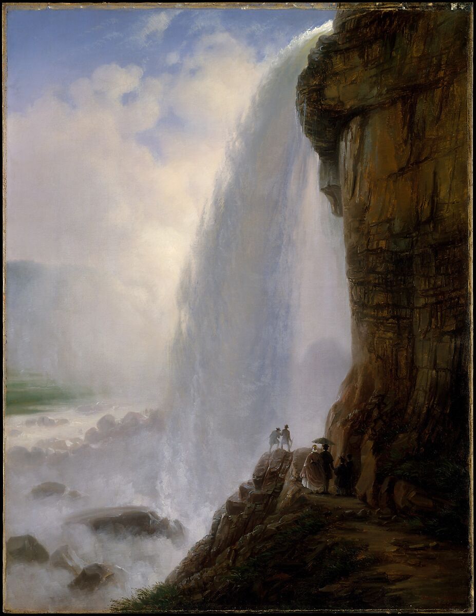 Underneath Niagara Falls, Ferdinand Richardt (1819–1895), Oil on canvas, American 