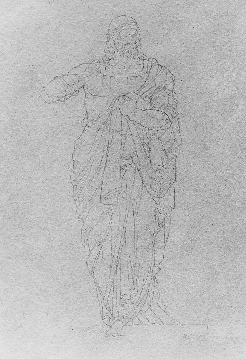 Sculpture Study, William Rimmer (American (born England), Liverpool 1816–1879 South Milford, Massachusetts), Graphite on off-white wove paper, American 