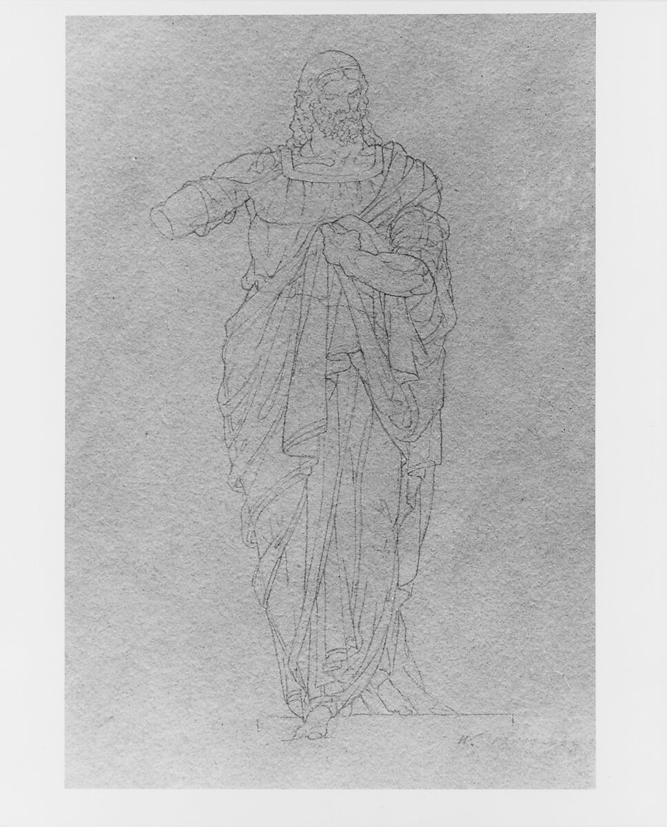 Sculpture Study, William Rimmer (American (born England), Liverpool 1816–1879 South Milford, Massachusetts), Graphite on off-white wove paper, American