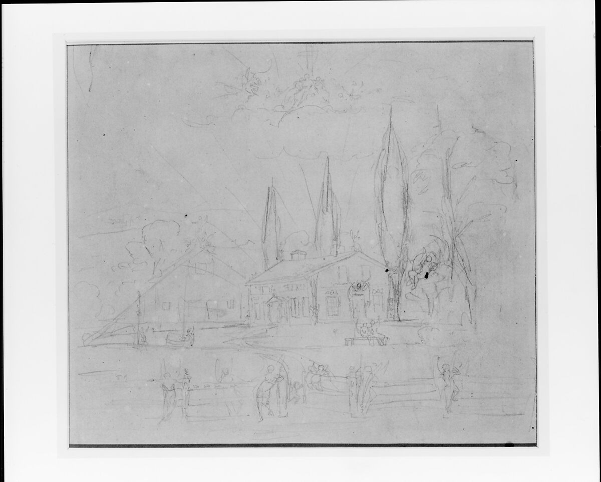 Home Sweet Home, William Rimmer (American (born England), Liverpool 1816–1879 South Milford, Massachusetts), Graphite on dark buff-colored Bristol board, American