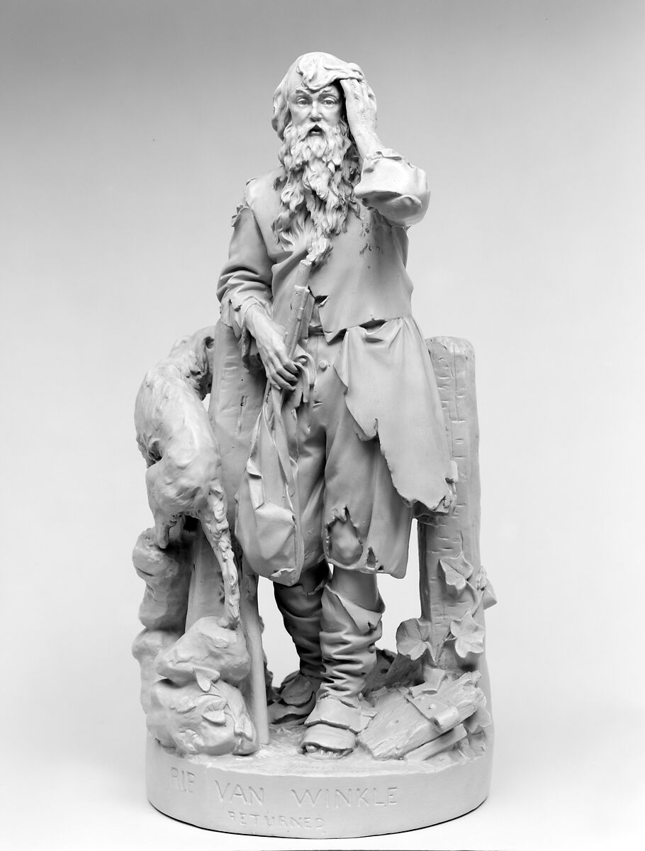 Rip Van Winkle Returned, John Rogers (American, Salem, Massachusetts 1829–1904 New Canaan, Connecticut), Painted plaster, American 