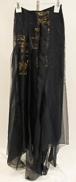 Evening ensemble, Carolina Herrera (American, born Venezuela, 1939), a) silk, gold leaf; b) silk, American