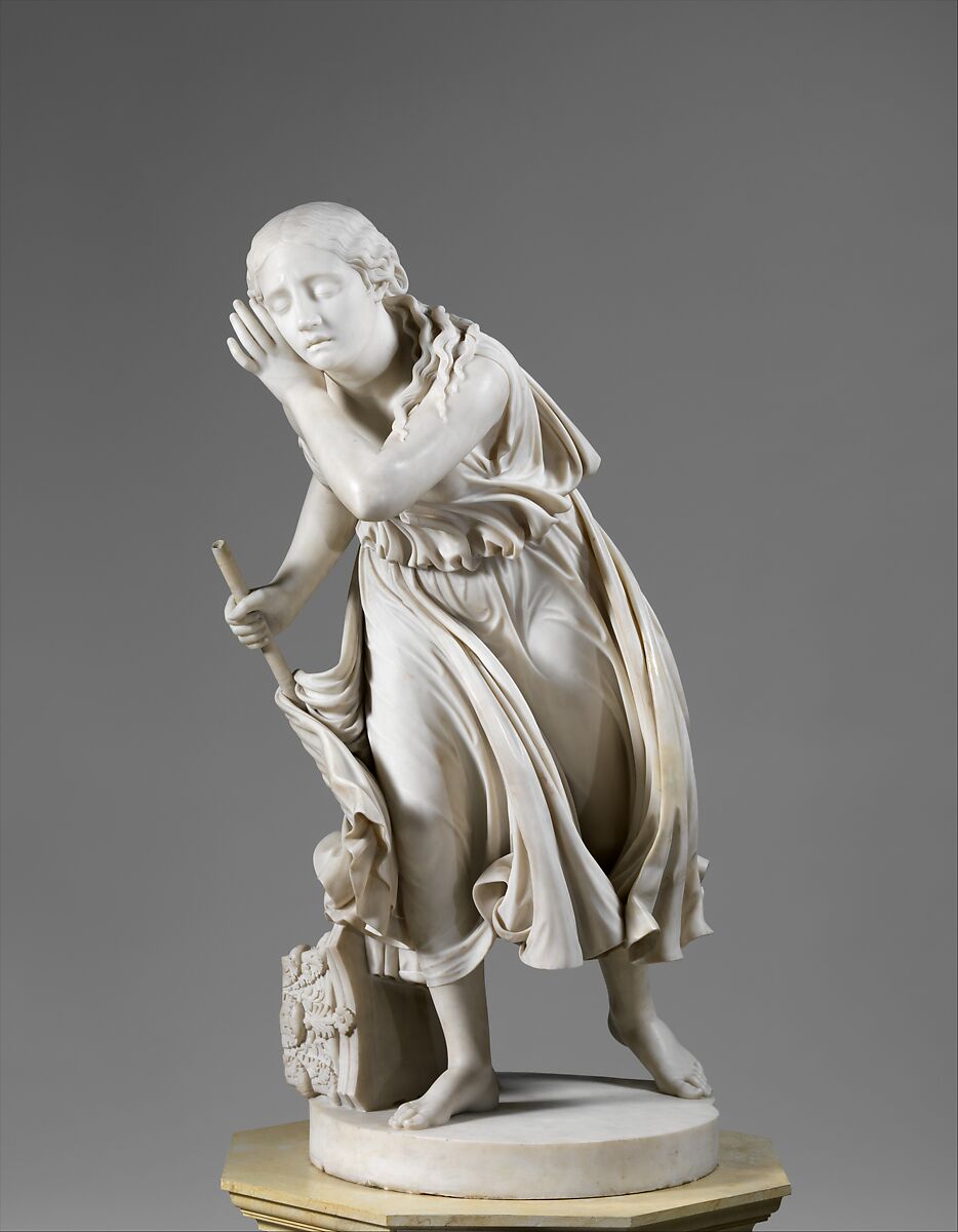 Nydia, the Blind Flower Girl of Pompeii, Randolph Rogers (American, Waterloo, New York 1825–1892 Rome), Marble, American 