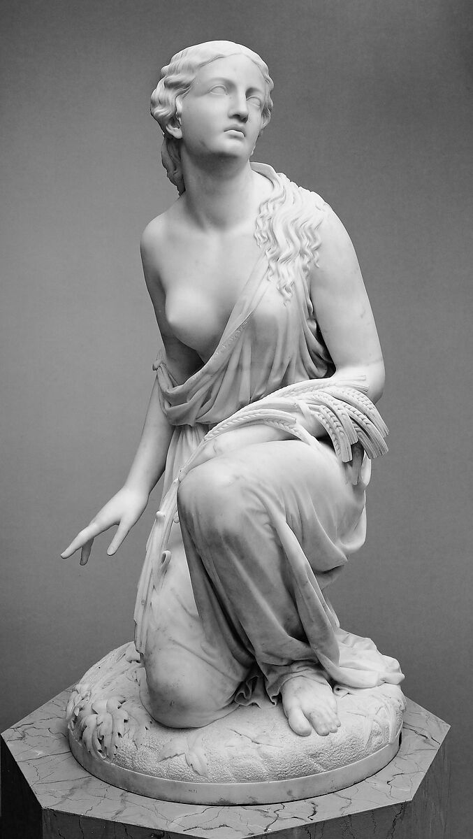 Ruth Gleaning, Randolph Rogers (American, Waterloo, New York 1825–1892 Rome), Marble, American 