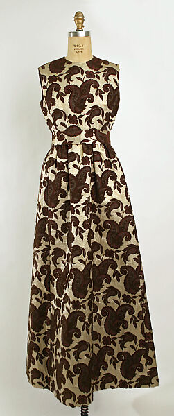 Evening dress, Emma Gibbs-Battie, rayon, lurex, metallic thread, American 