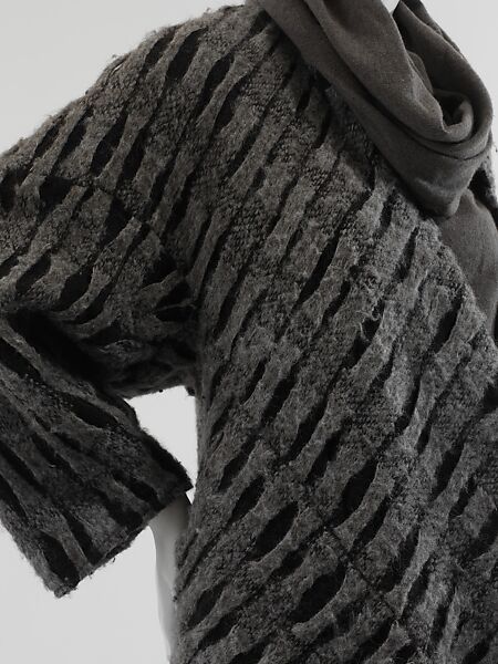 Ensemble, Issey Miyake (Japanese, 1938–2022), a) wool/acrylic blend; b) wool/nylon blend; c) wool/linen blend, Japanese 