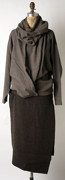 Ensemble, Issey Miyake (Japanese, 1938–2022), a) wool/acrylic blend; b) wool/nylon blend; c) wool/linen blend, Japanese