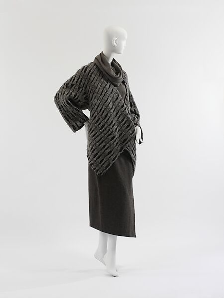 Ensemble, Issey Miyake (Japanese, 1938–2022), a) wool/acrylic blend; b) wool/nylon blend; c) wool/linen blend, Japanese