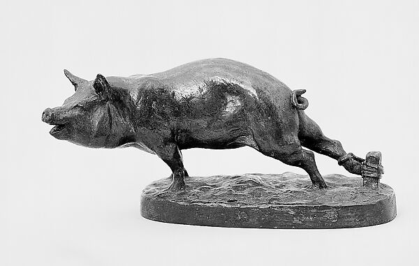 Pig Tied to a Stake, Frederick George Richard Roth (American, Brooklyn, New York 1872–1944 Englewood, New Jersey), Bronze, American 