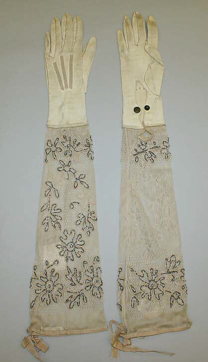 Gloves, leather, silk, Austrian 