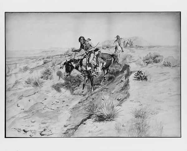 Indian Braves, Charles M. Russell (American, St. Louis, Missouri 1864–1926 Great Falls, Montana), Watercolor on paper, American