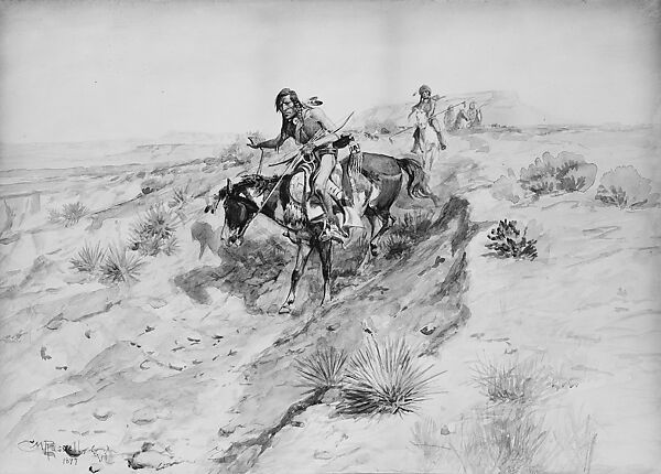 Indian Braves, Charles M. Russell (American, St. Louis, Missouri 1864–1926 Great Falls, Montana), Watercolor on paper, American