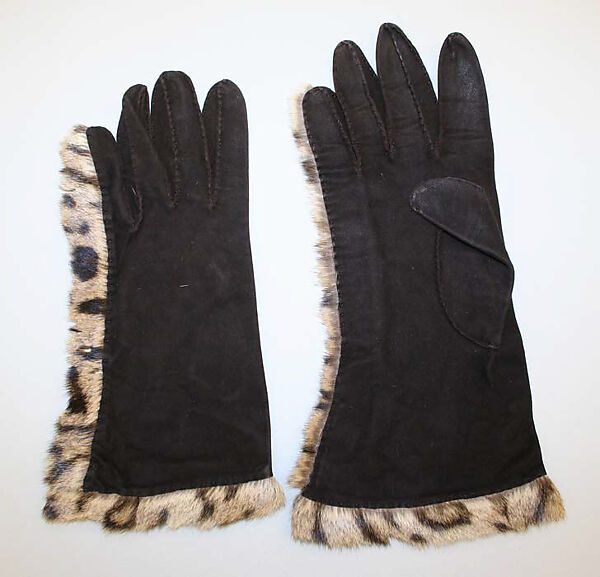 Gloves, Dominick LaValle, suede, fur, American 