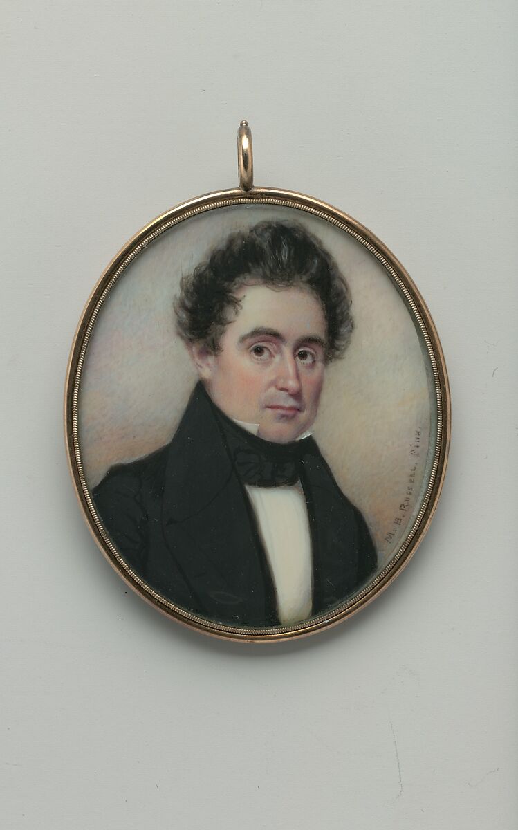 Portrait of a Gentleman, Moses B. Russell (ca. 1810–1884), Watercolor on ivory, American 