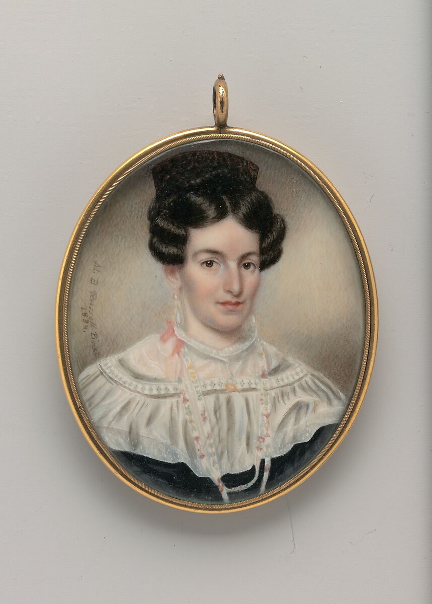 Portrait of a Lady, Moses B. Russell (ca. 1810–1884), Watercolor on ivory, American 