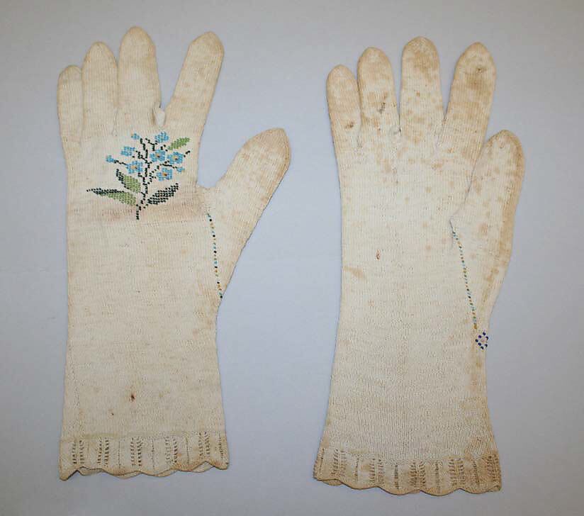 Gloves, cotton, probably French 