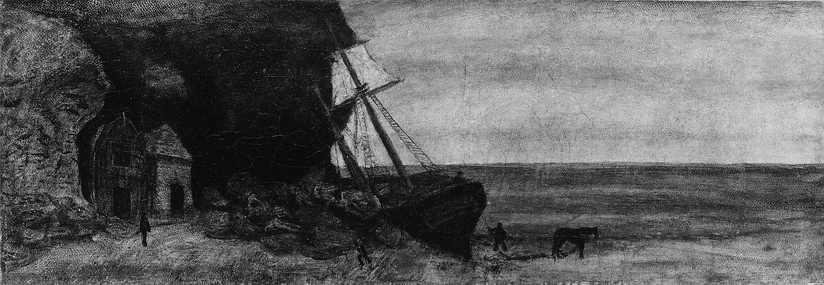 The Smugglers' Cove, Albert Pinkham Ryder (American, New Bedford, Massachusetts 1847–1917 Elmhurst, New York), Oil on gilt leather, American