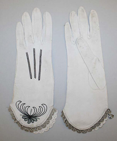 Gloves, leather, probably French 