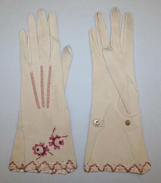 Gloves, silk, leather, French 