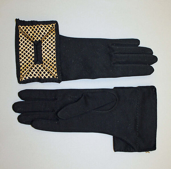 Gloves, Dawnelle, Inc., cotton, metallic thread, American 