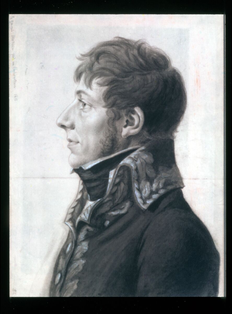 Jean-Victor Moreau, Charles Balthazar Julien Févret de Saint-Mémin (1770–1852), Charcoal (?), Conté crayon, and white-chalk heightening on off-white laid paper coated with gouache, American 