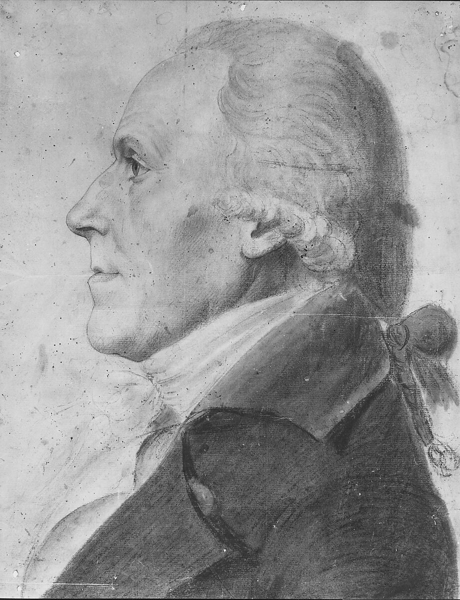 Portrait of a Man, Charles Balthazar Julien Févret de Saint-Mémin (1770–1852), Conté crayon, charcoal (?), graphite and white-chalk heightening on off-white laid paper coated with gouache, American 