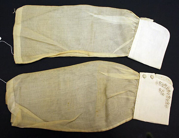 Undersleeves, cotton, linen, American 