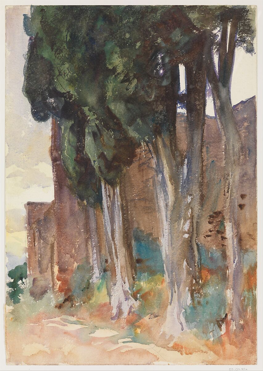 Alhambra, Granada, John Singer Sargent (American, Florence 1856–1925 London), Watercolor and graphite on white wove paper, American