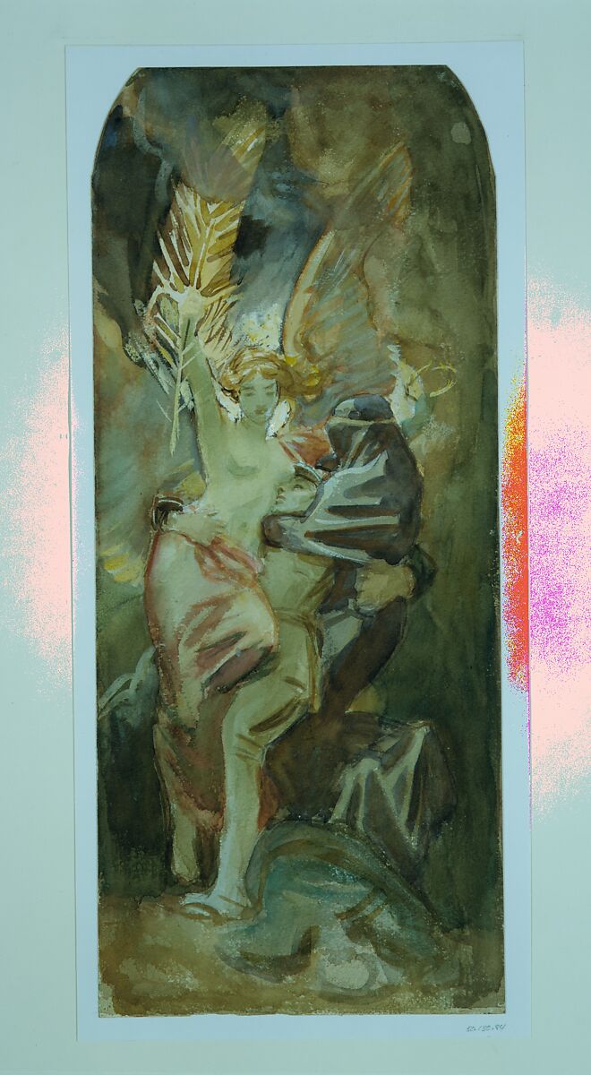 Study for "Death and Victory", John Singer Sargent (American, Florence 1856–1925 London), Watercolor, graphite, and gouache on off-white wove paper, American