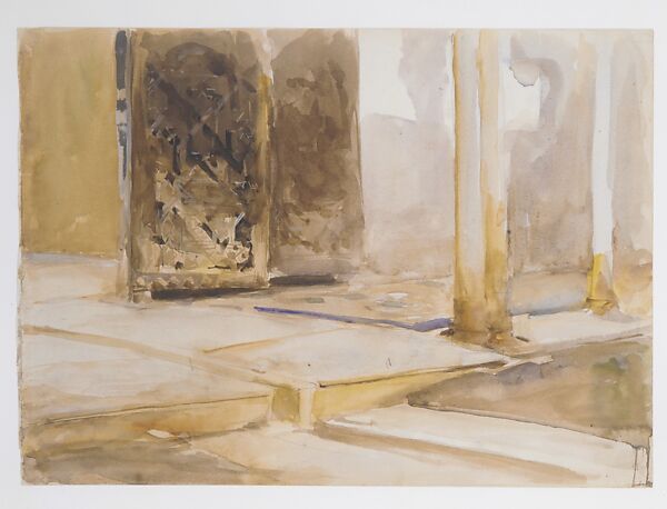 Patio de los Leones, Alhambra, John Singer Sargent  American, Watercolor, gouache, and graphite on off-white wove paper, American