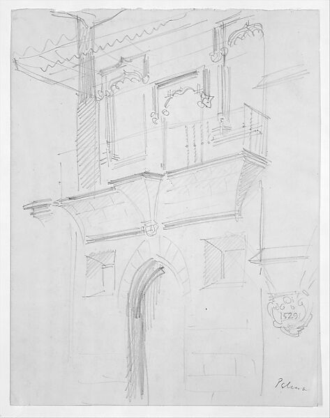 Casa de la Almoina, Palma, John Singer Sargent (American, Florence 1856–1925 London), Graphite on off-white wove paper, American