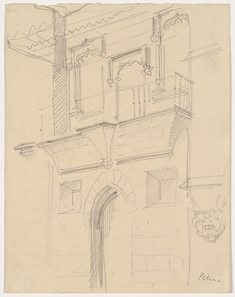 Casa de la Almoina, Palma, John Singer Sargent (American, Florence 1856–1925 London), Graphite on off-white wove paper, American 