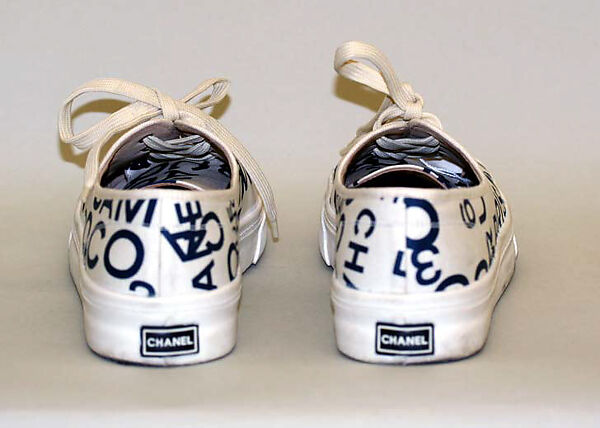 Tennis shoes, House of Chanel (French, founded 1910), a,b) cotton, rubber, nylon, French
