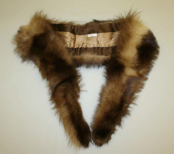 Accessory set, fur, silk, French 