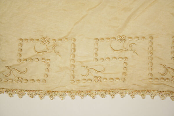 Tea gown, silk, cotton, pearls, American or European