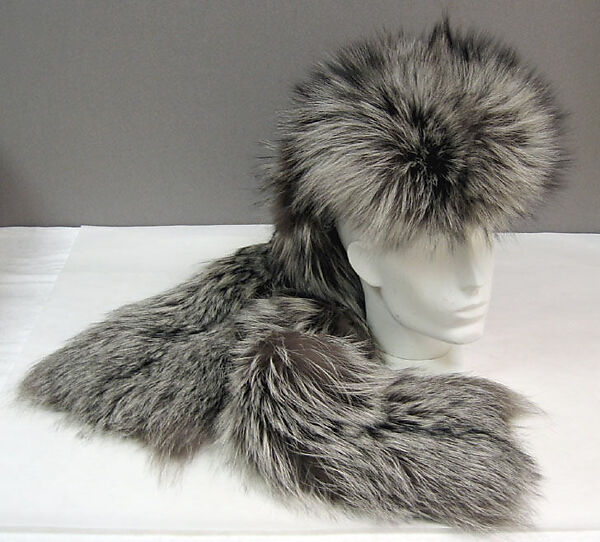 Ensemble, John Galliano (founded 1984), a) cotton, rubber, plastic; b) cotton, silk, plastic; c,d) cotton; e,f) leather, wood; g) fur, cotton, wool, plastic, British