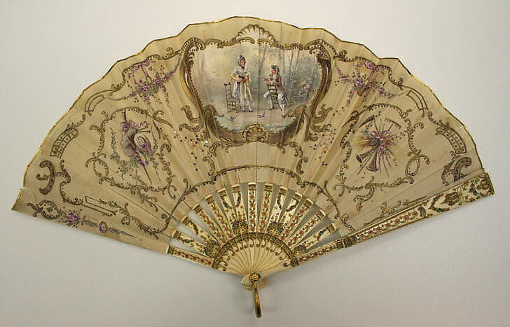 Fan, Tiffany &amp; Co. (1837–present), silk, ivory, metal, American 