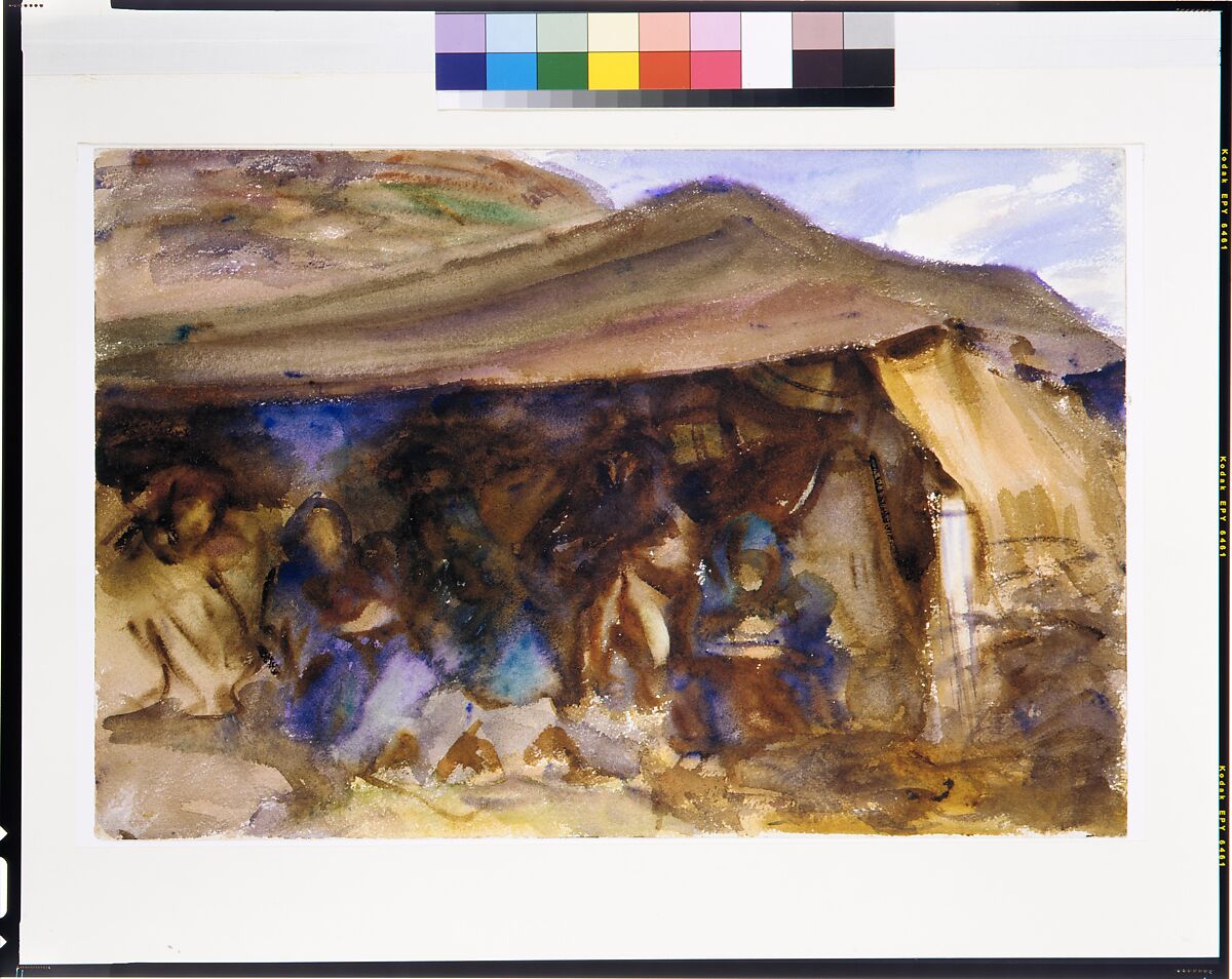 Bedouin Tent, John Singer Sargent (American, Florence 1856–1925 London), Watercolor on white wove paper, American