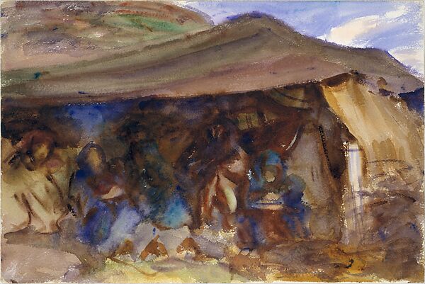 Bedouin Tent, John Singer Sargent (American, Florence 1856–1925 London), Watercolor on white wove paper, American 
