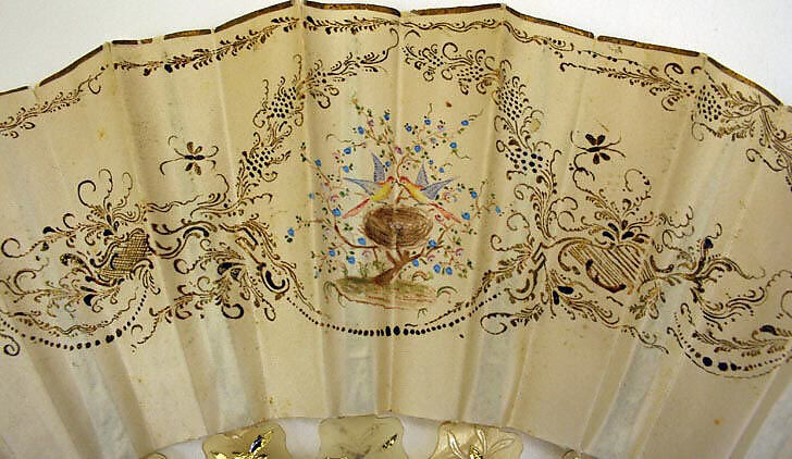 Fan, silk, horn, mother of pearl, French
